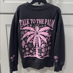 Girls Grey Sweatshirt with Pink Embroidery